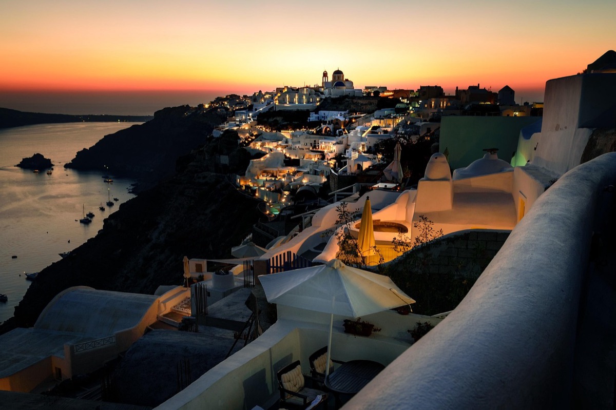 Santorini white buildings