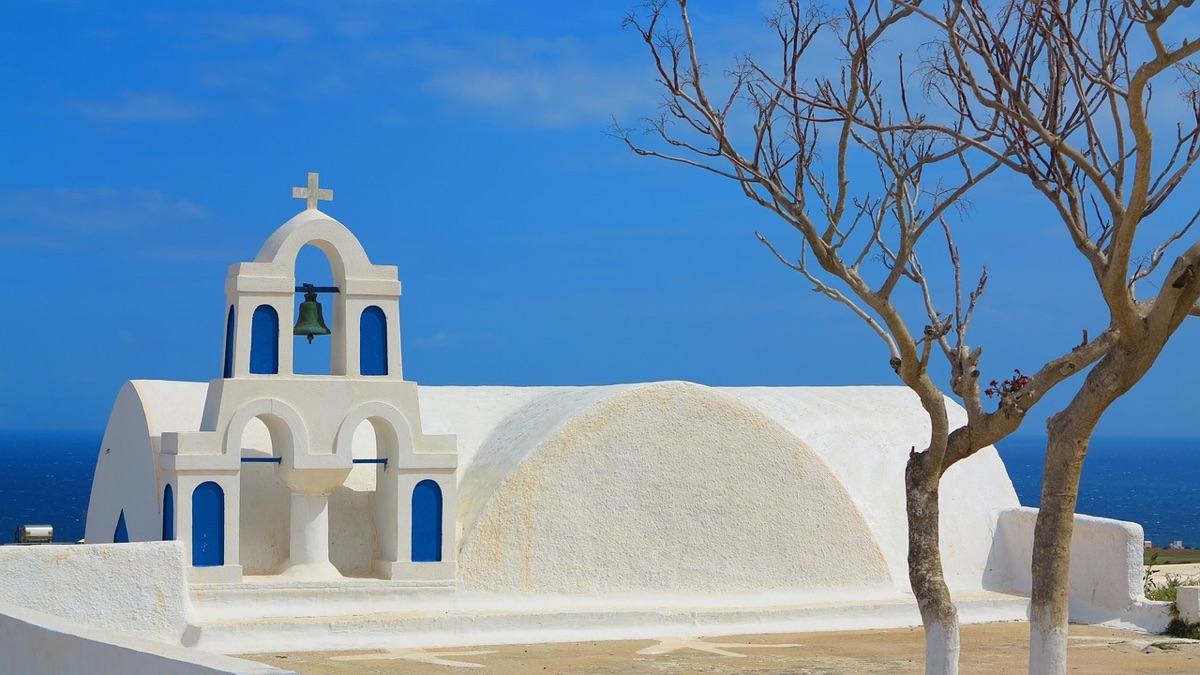 Santorini Sunset with White Buildings
