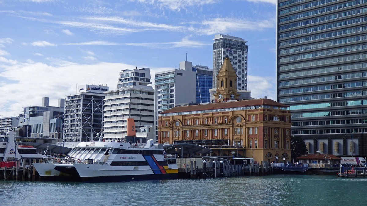 Ferry terminal with boats