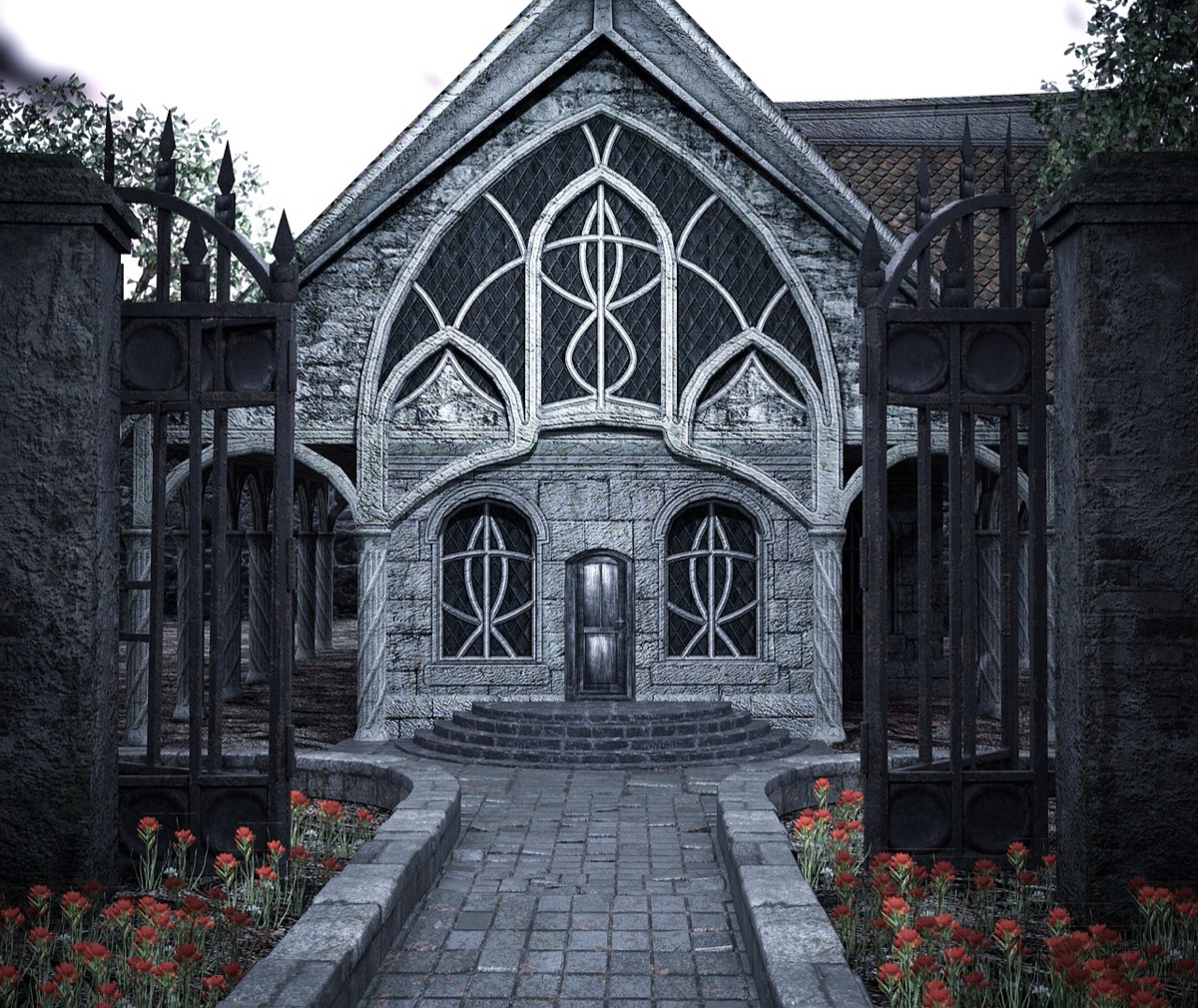 villa facade with blue door